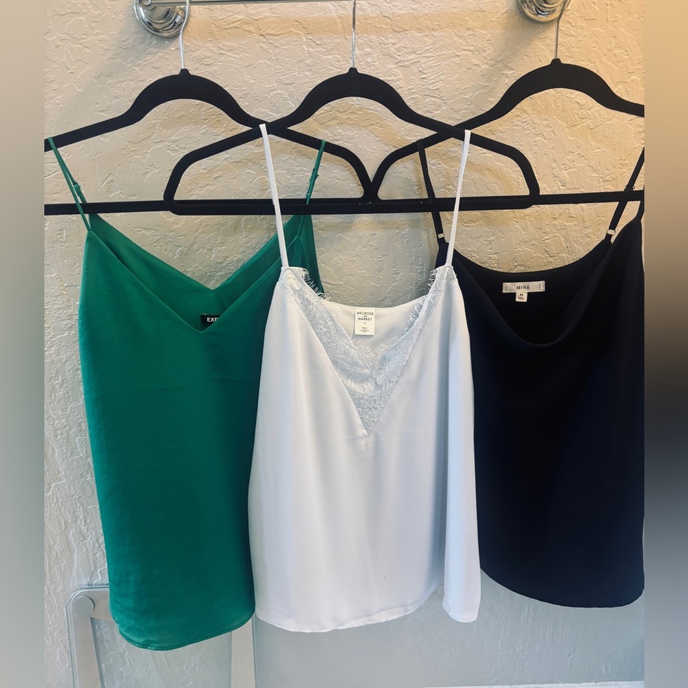 Three women’s cami shirts